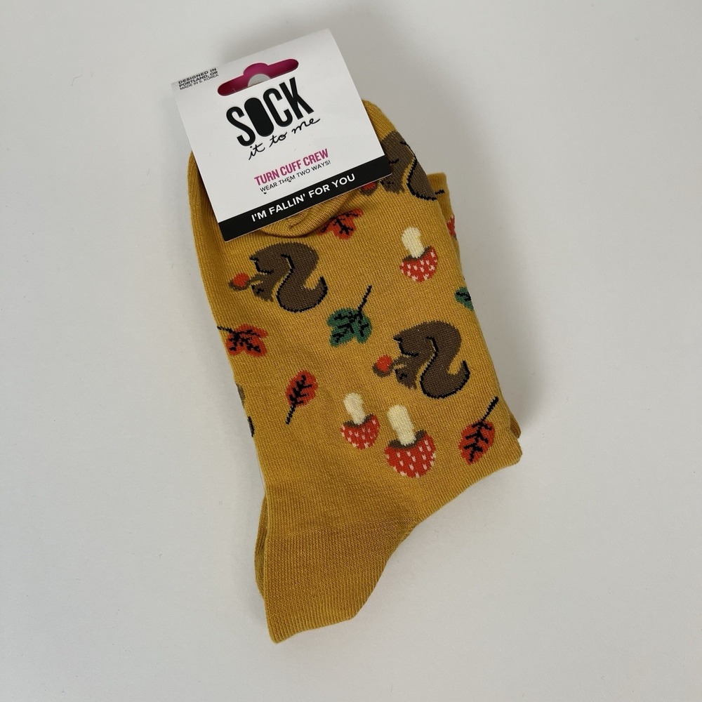 Sock it to me turn‎ cuff crew- I'm fallin for you- womens shoe 5-10 Fall